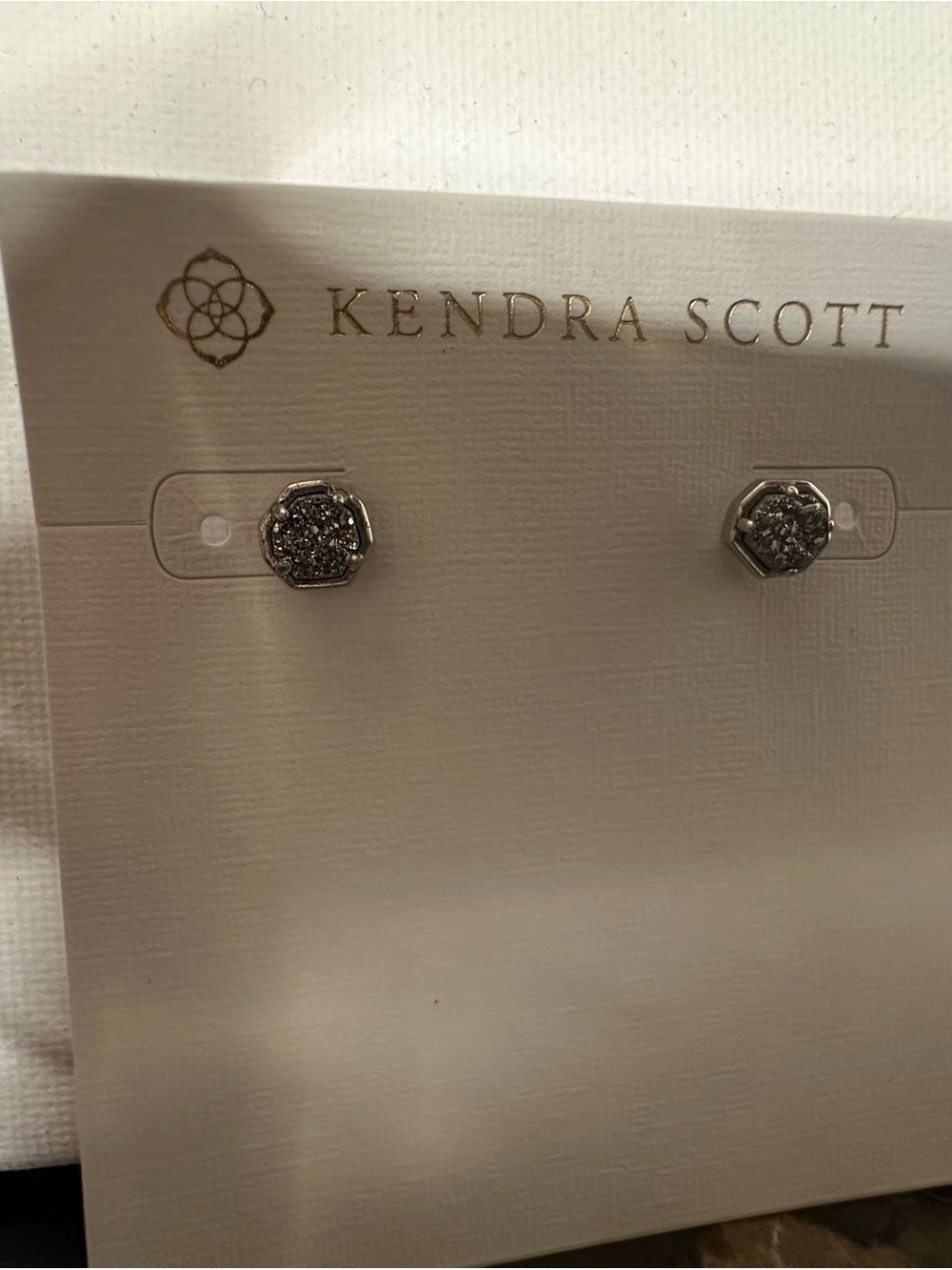 Kendra Scott Silver Hex Druzy Stud Earrings - Picture 4 of 5